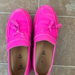 John Fluevog Pink Tassel Loafers